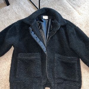 I Am Gia Fuzzy Black Teddy Coat